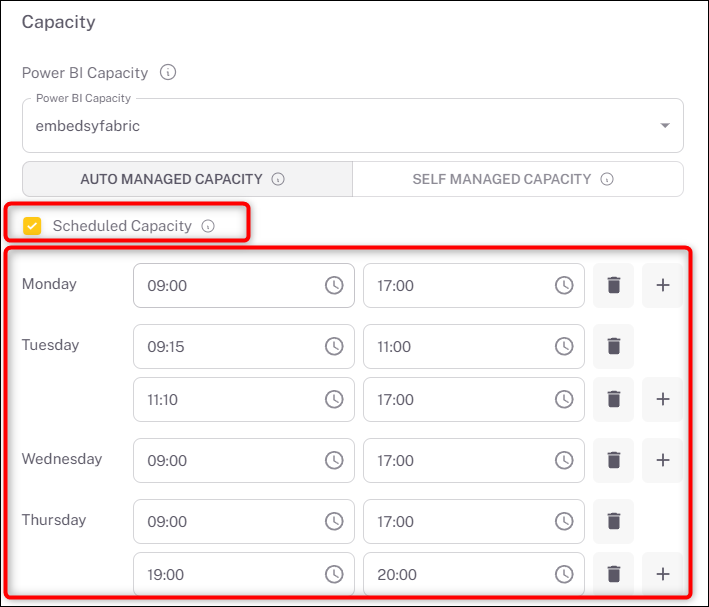 Schedule configuration