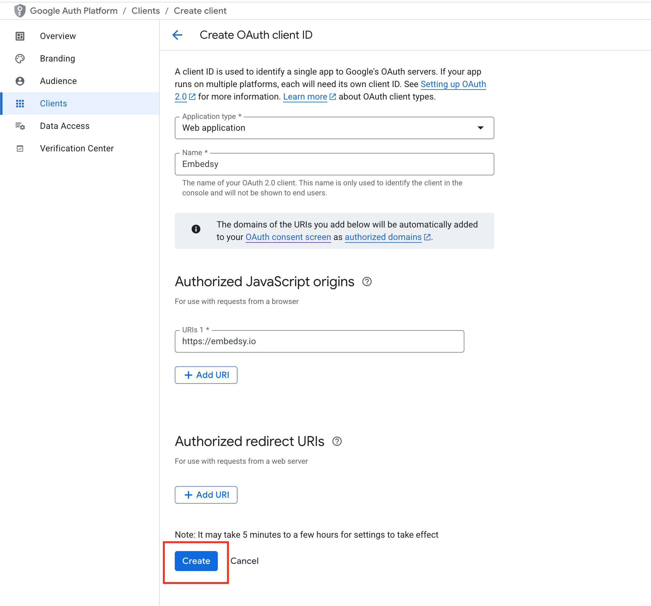 OAuth consent screen