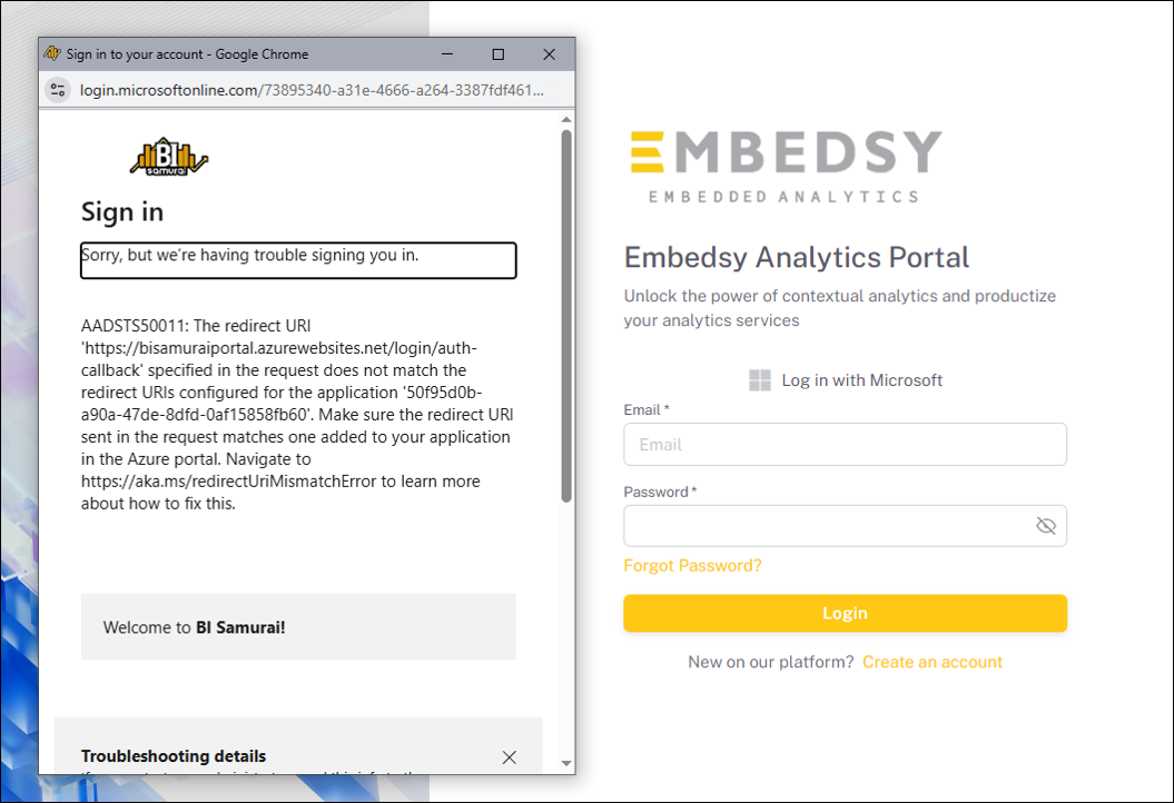 Redirect URI mismatch error