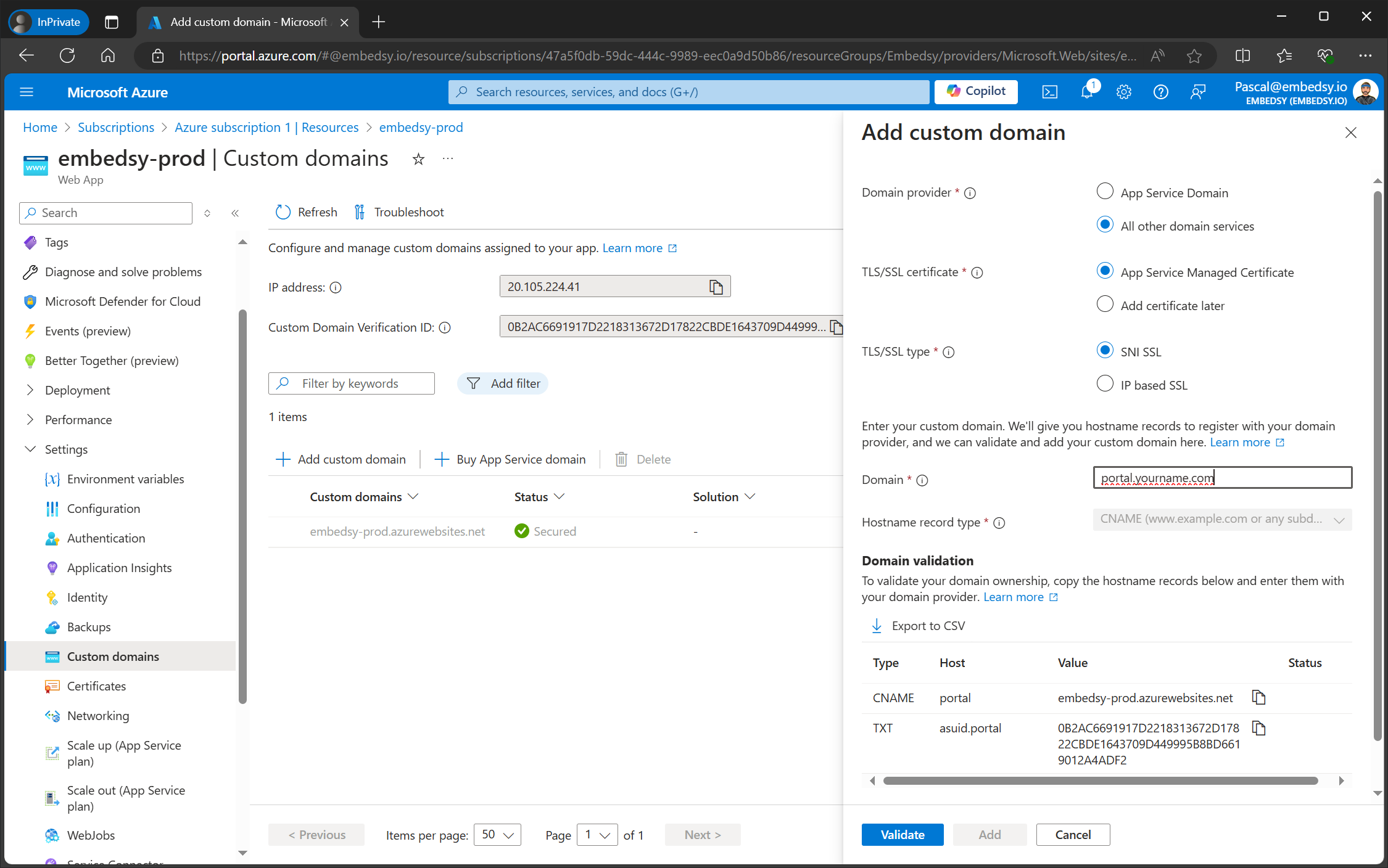 DNS for Custom Domain