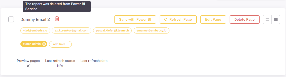 ProEmbedded Portal Pages Card with Delete icon