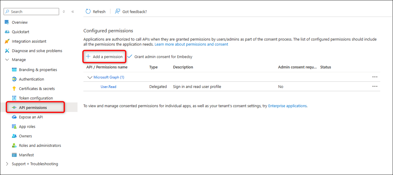 Service Principal API permissions