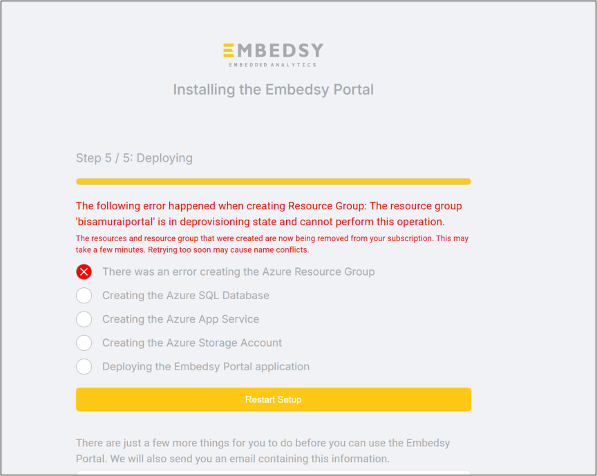 Power BI Embedded - Resource group in deprovisioning state.